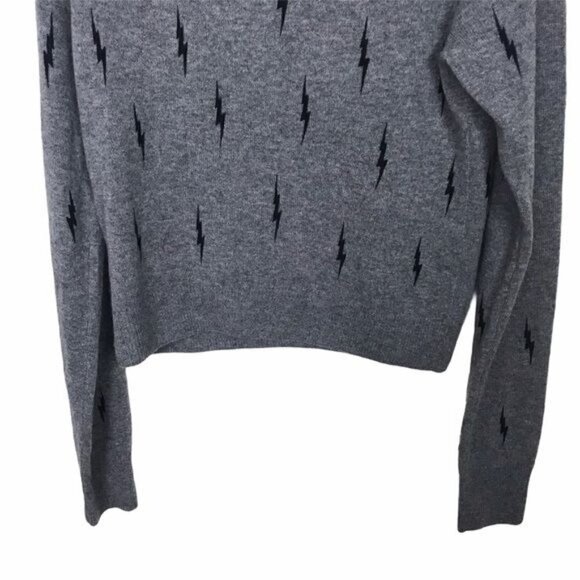 Kate Moss Equipment Gray Ryder 100% Cashmere Lightning Bolt Sweater NWT Large - Picture 8 of 11
